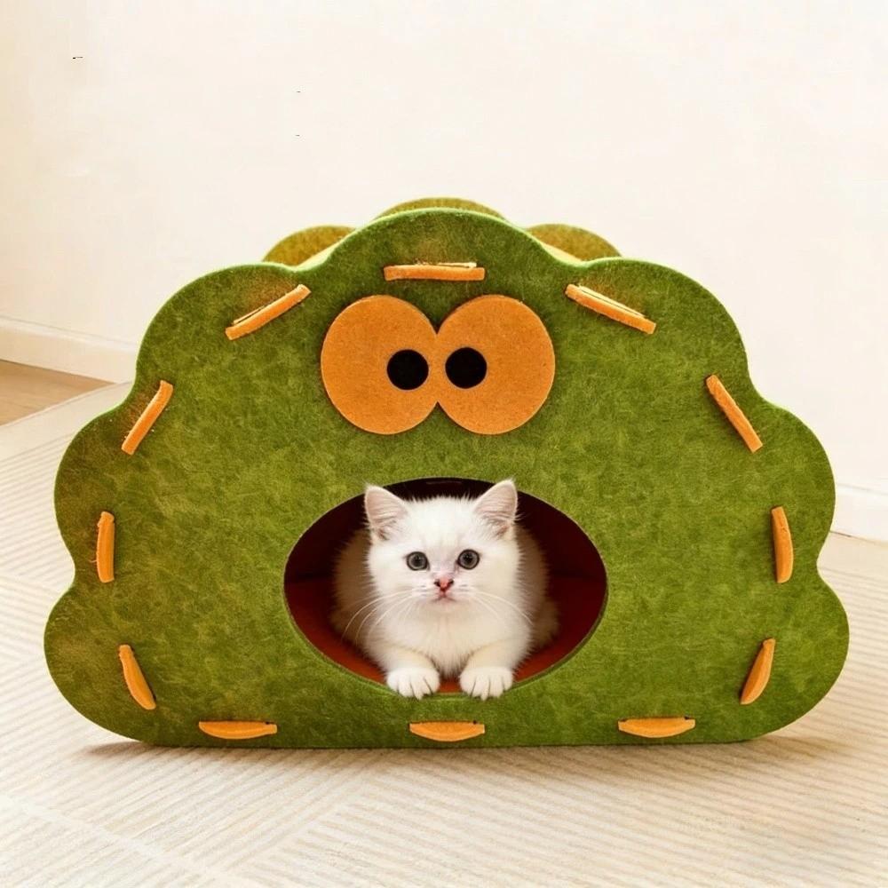 Wear-Resistant Cat Scratch Integrated House Semi-Enclosed Cat Scratch Bed Pet Hideaway  All-Season зелёный