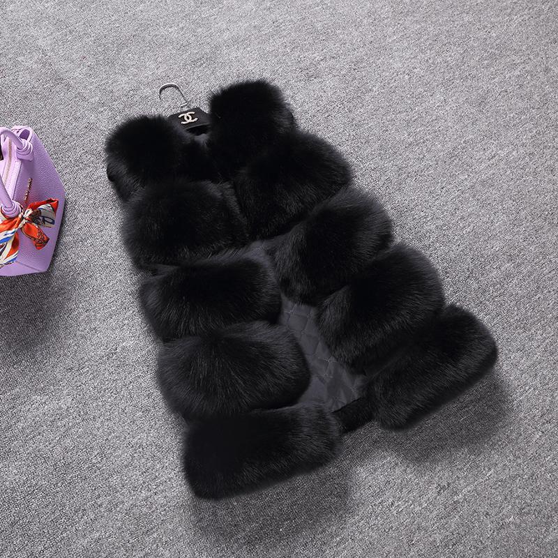 Autumn and winter new thickened warm imitation fox fur vest, women's medium and long casual fur jacket