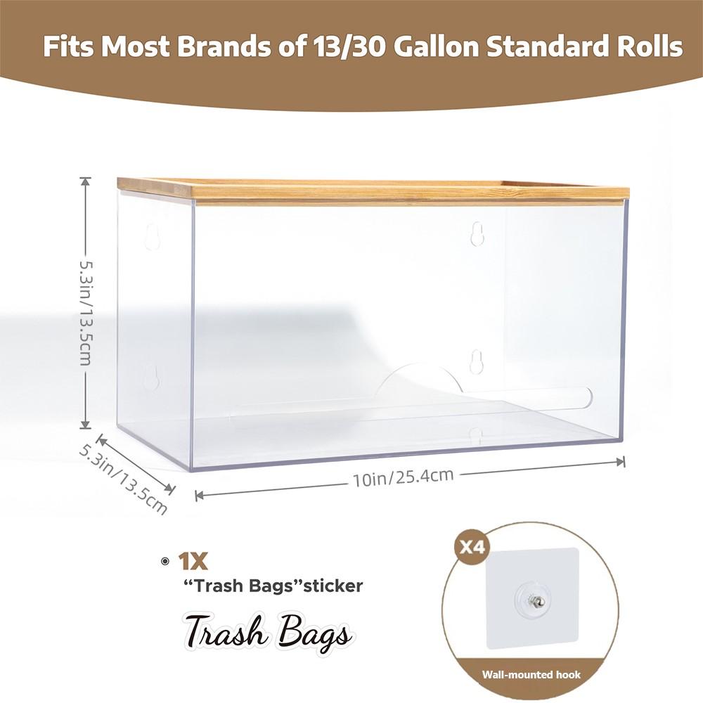 

Диспенсер для мусорных мешков с бамбуковой крышкой, держатель рулона, кухонный диспенсер для мусорных мешков, настенный органайзер для мусорных мешков, под раковиной