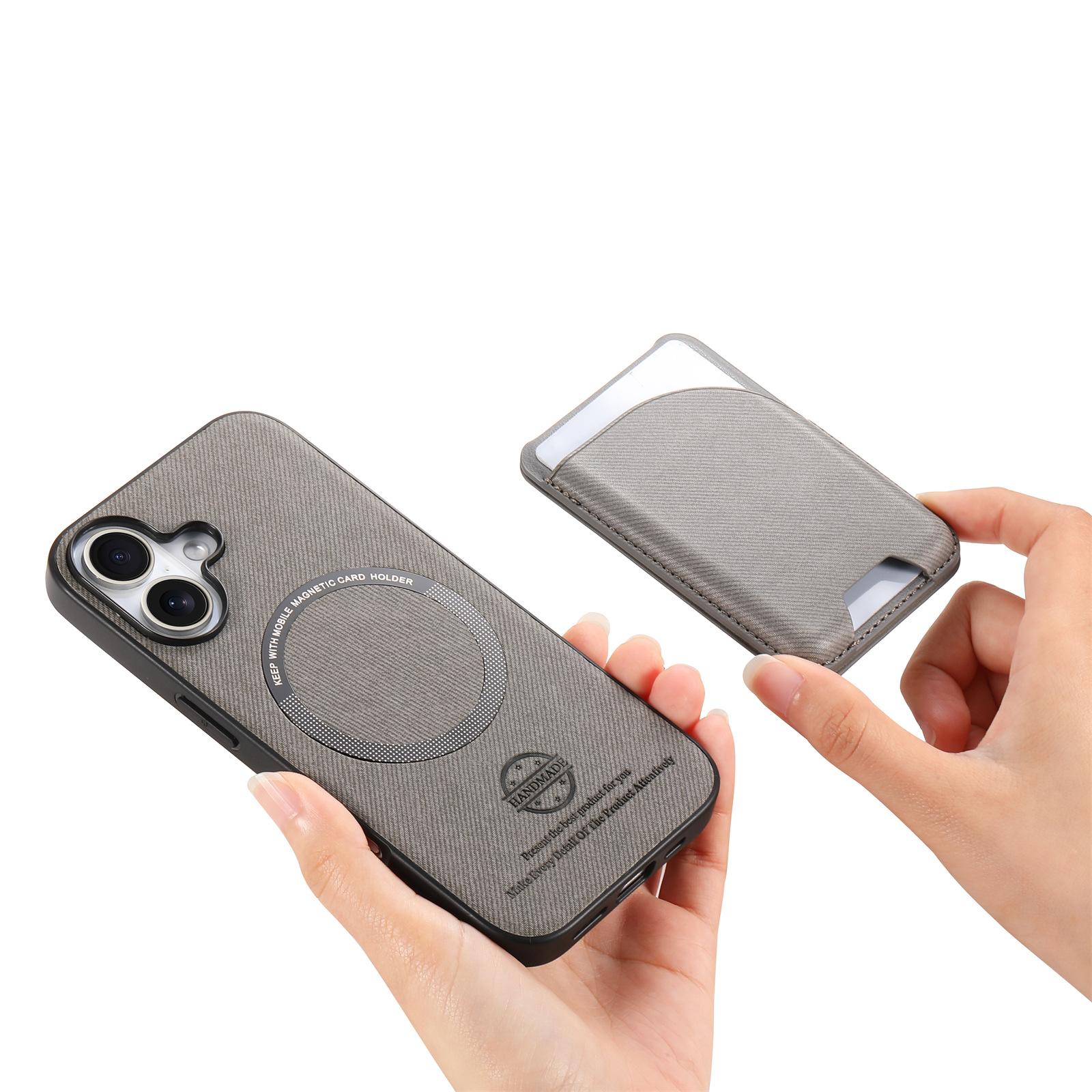 

Huawei Pura 80 Ultra 70 Съемный чехол-кармашек для карт для Huawei Mate 70 Plus Магнитная адсорбция Беспроводная зарядка Холщовая обложка Huawei Mate 70 Plus серый