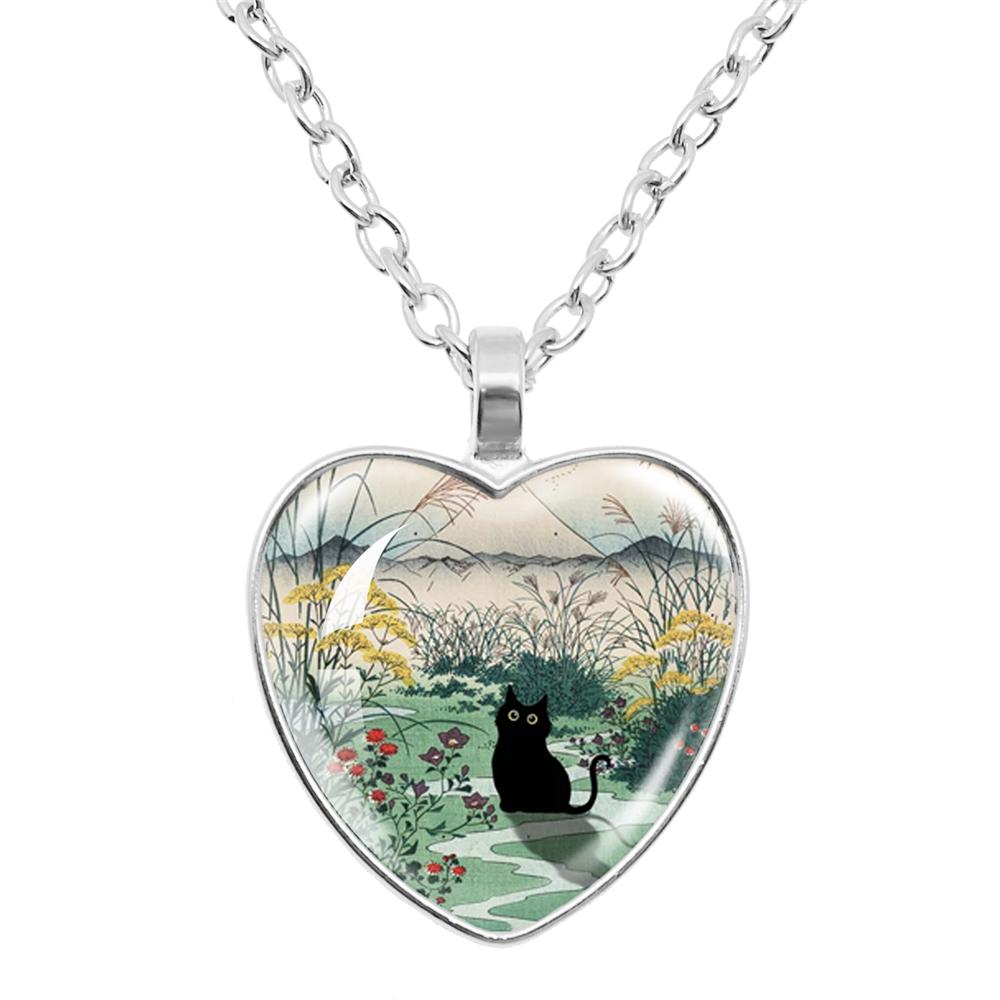 Gepersonaliseerde Kitten Kat Hart Hanger Ketting Dier Vorm Kunst Foto Glas Cabochon Sieraden Kinderen En Vrouwen