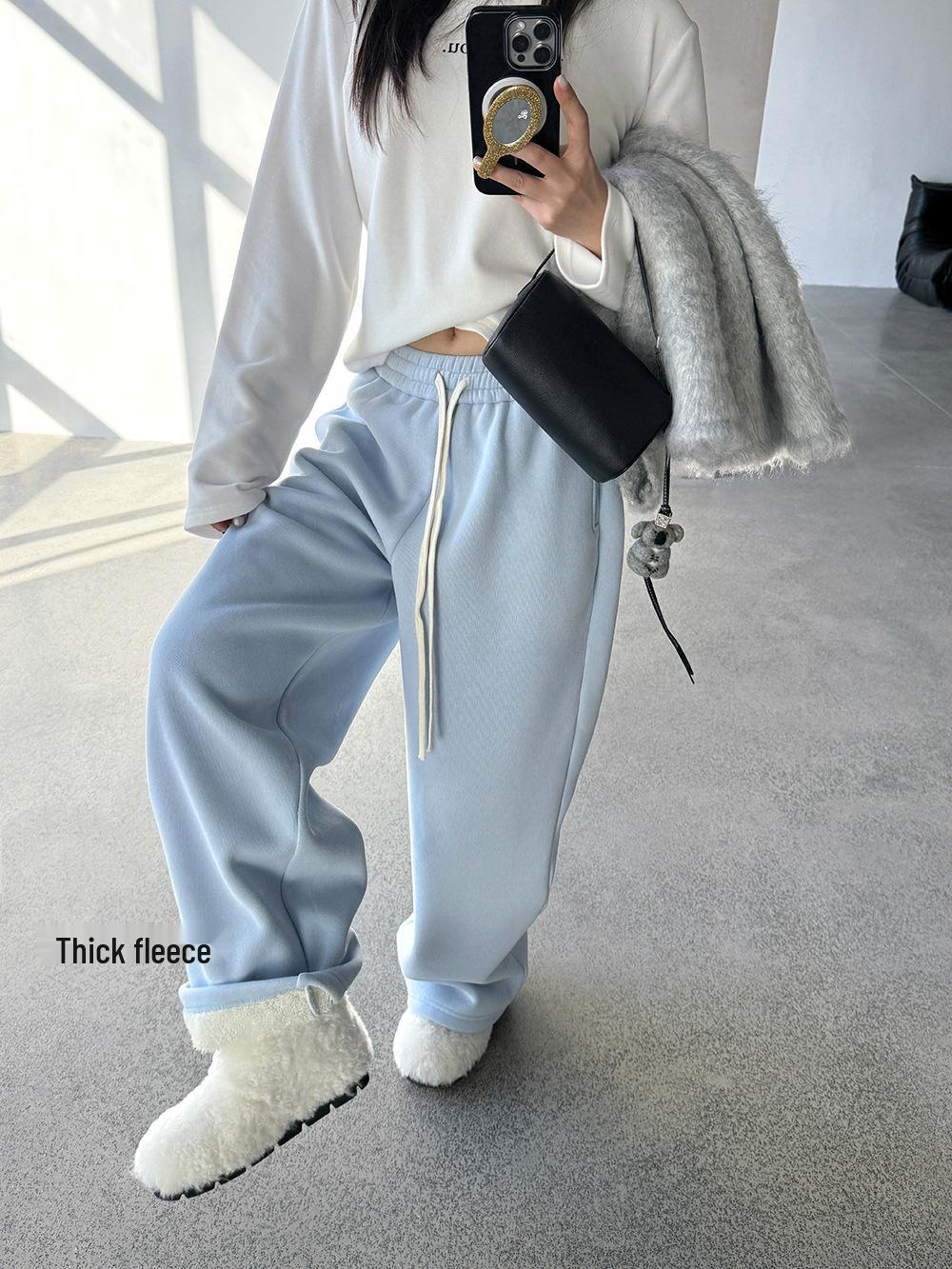 

Wang Qizhi Thick Fleece Winter Sweatpants for Cold Weather, Elastic Waist, 5121 L (Recommended for 110-125 lbs)