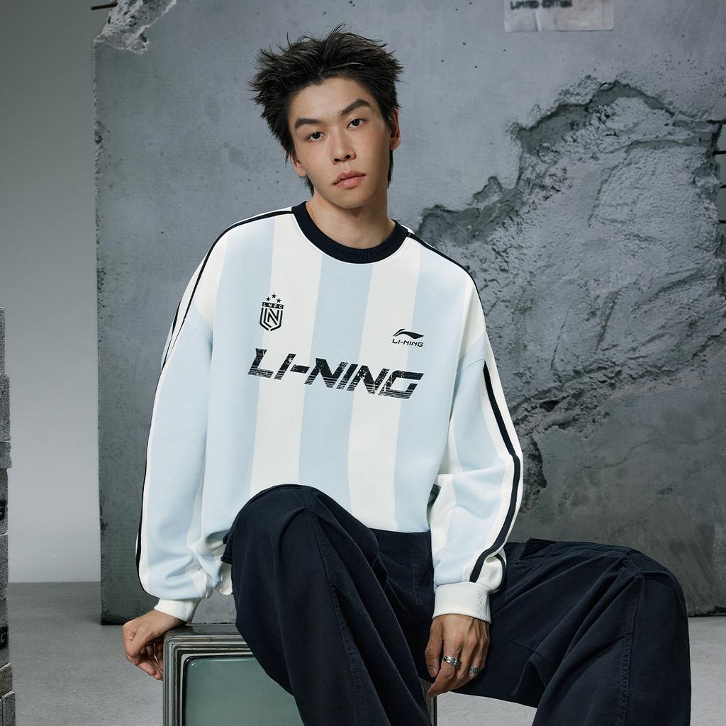 Li Ning Sports Lifestyle Series Antibacterial Loose Fit Crew Neck Couple Sweatshirt Unisex Sweatshirt AWDVH87-1
