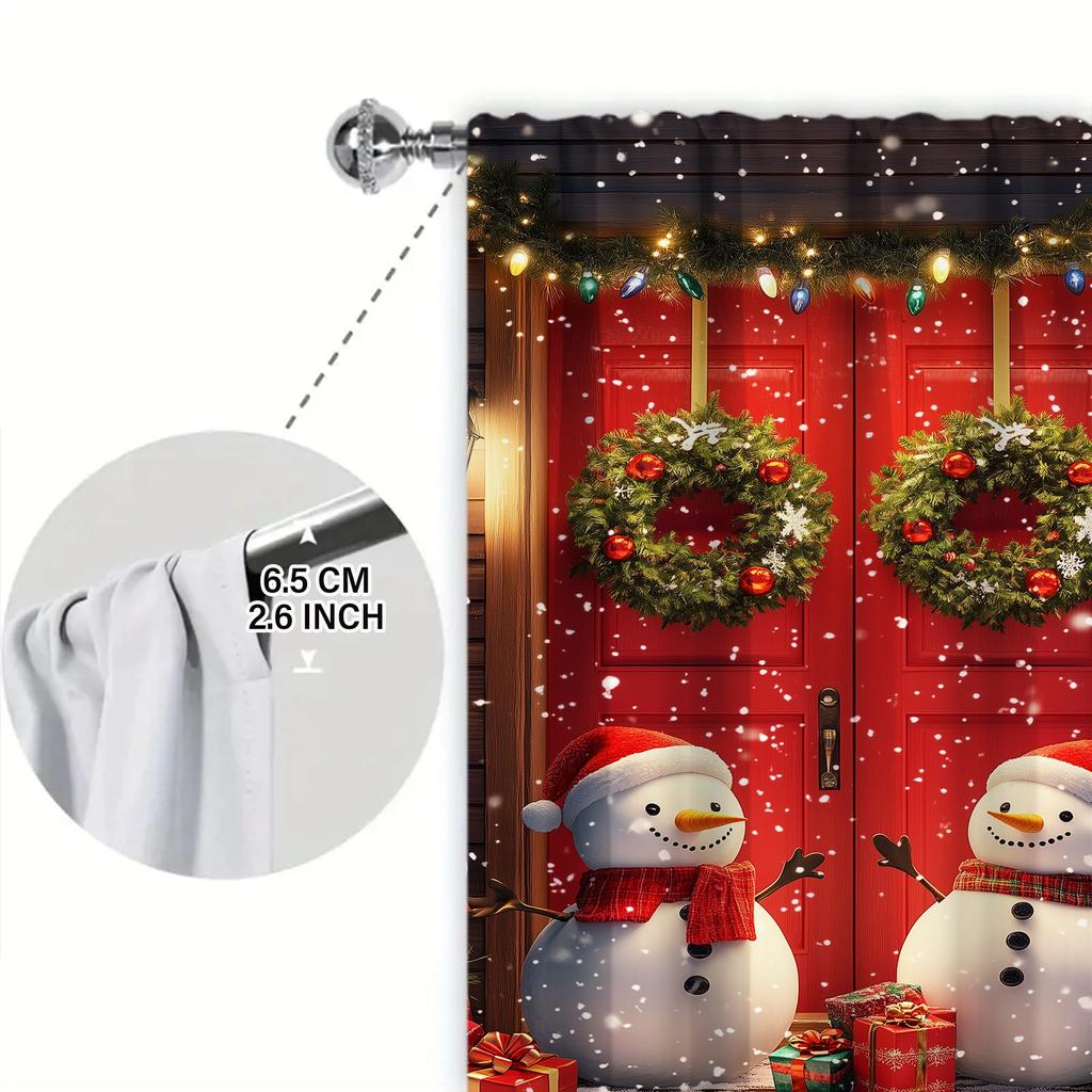 Set Of 2 Christmas Snowman Printed Curtain Home Decor Window Treatment Bedroom Office Kitchen With Rod Pocket Polyester Perfect For