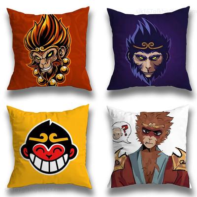Cartoon Sunwukong Pillow Case Sofa Living Room Bedroom Headboard Backrest Cushion Square Cushion Nap Time