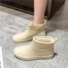 Women's Korean-Japanese Style Mid-Calf Waterproof Rain Boots with Velvet Lining - Non-Slip, Thick, and Warm for Outdoor Autumn and Winter Use.