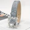 Luxury Sparkling Waistband Adjustable PU Leather Belt Rhinestone Waist Belt  Women Gifts