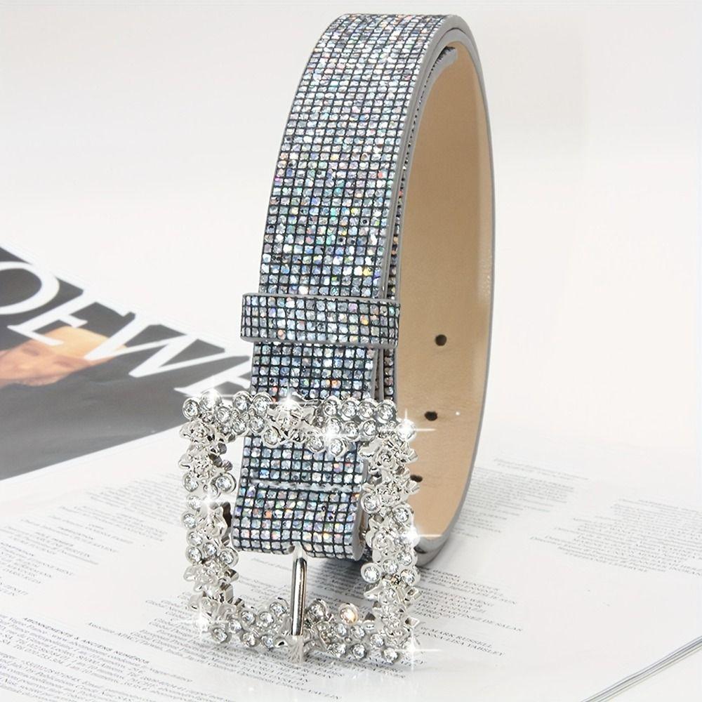 Luxury Sparkling Waistband Adjustable PU Leather Belt Rhinestone Waist Belt Women Gifts
