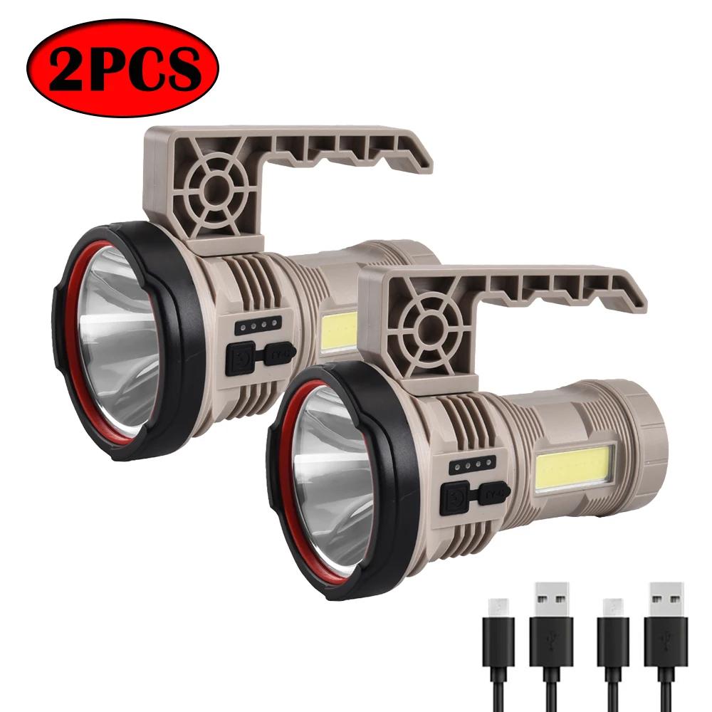 High Power LED Portable Flashlight COB Side Light USB Rechargeable Household Waterproof Torch Outdoor Emergency Searchlight