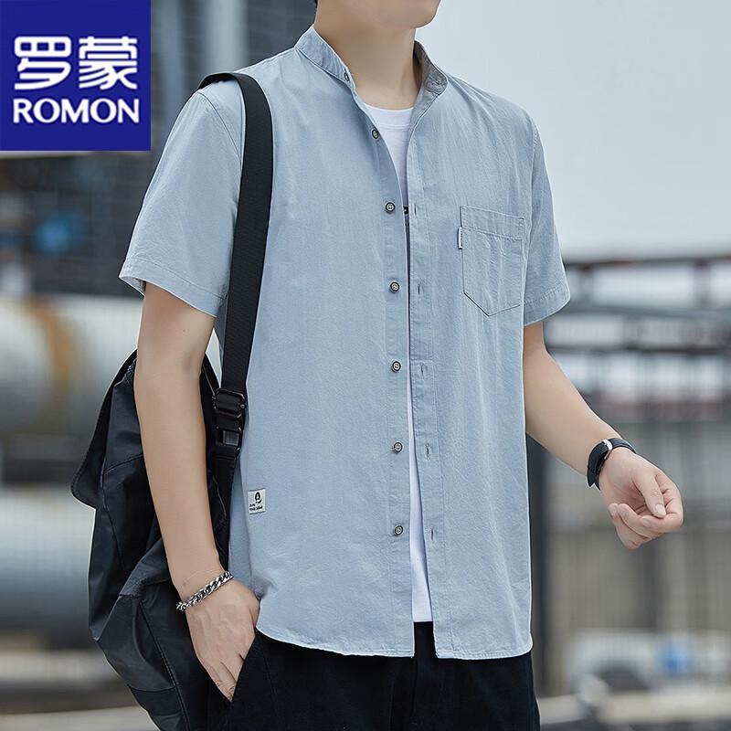 ROMON Men s Summer Casual Short-Sleeved Shirt M