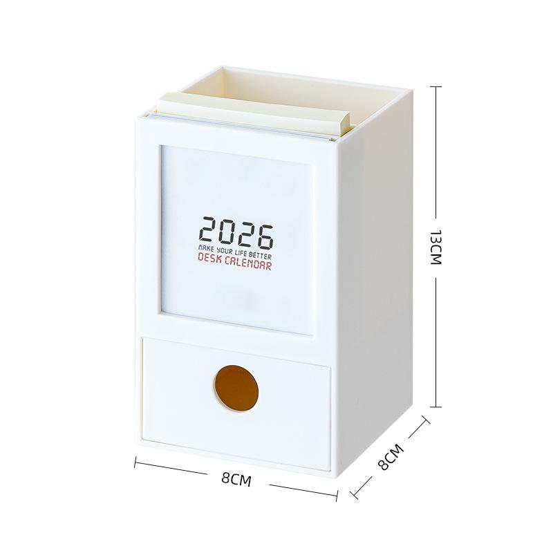 2026 Desk Calendar, Pen Holder Storage Box 2026 Year of The Horse Desktop Calendar Ornament белый