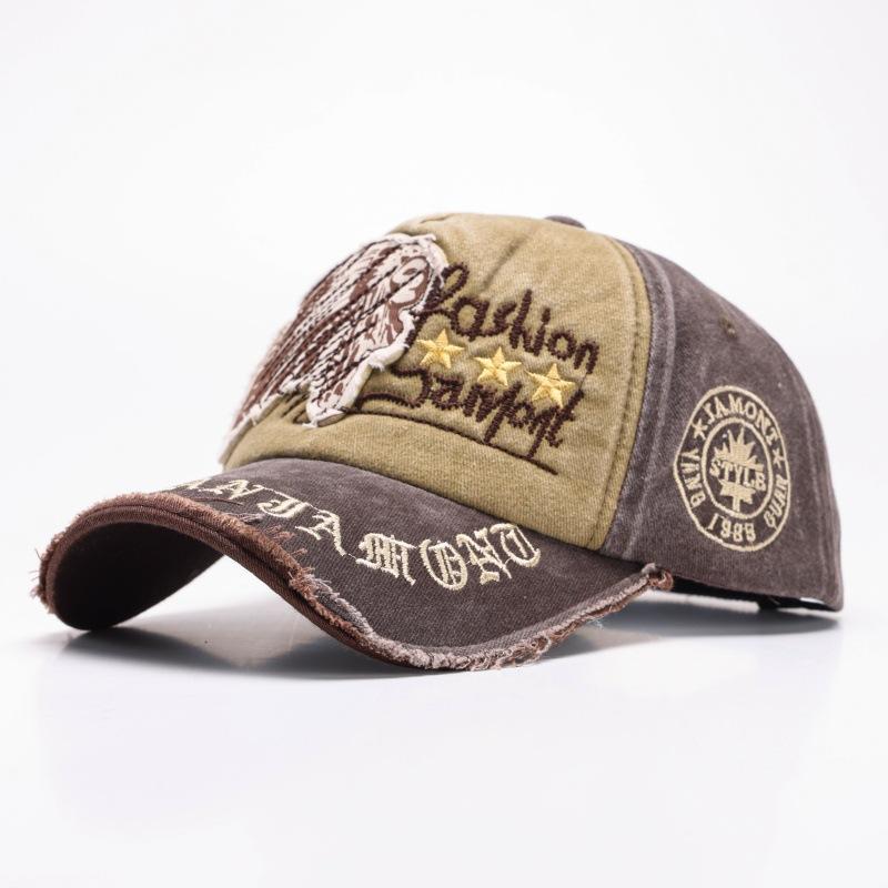 Popular cotton ripped hat European and American men's and women's retro alphabet baseball cap outdoor sports sunshade cap
