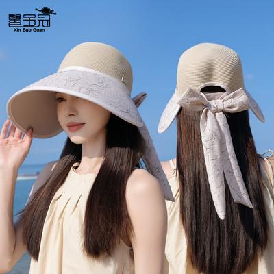 Summer Outdoor Sun Protection Hat Children Versatile Fashion Bow Straw Hat Beach Seaside Vacation Big Brim Sun Hat