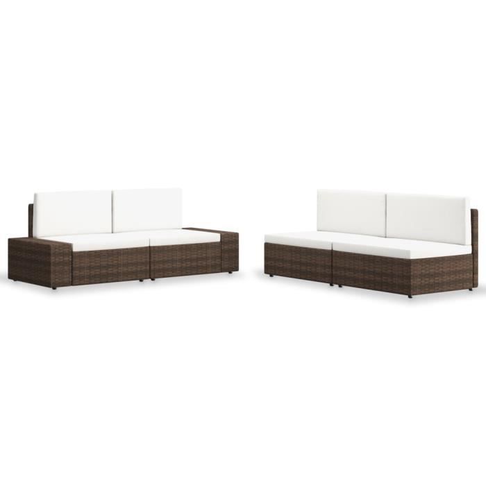VidaXL Salon de jardin 4 pcs Résine tressée Marron