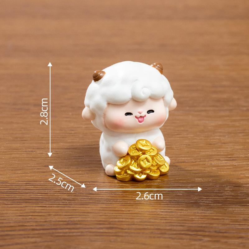 2027 Goat Year Miniature Ornaments Zodiac Cartoon Lucky Sheep Diy Car Decoration Office Desktop Decor Ornaments