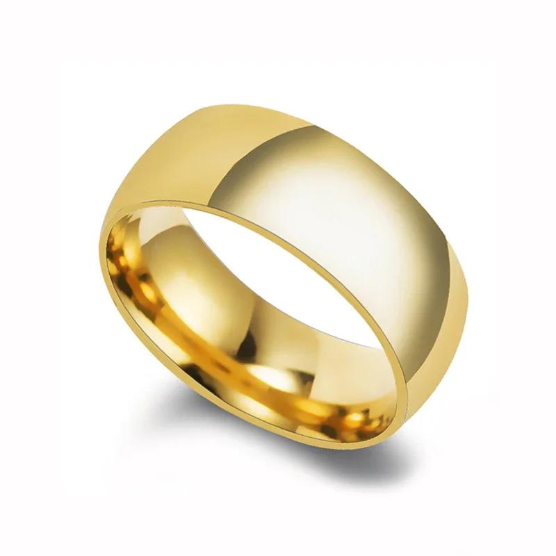 

Simple 2/4/6/8mm Stainless Steel Wedding Rings Golden Smooth Women Men Couple Ring Fashion Jewelry 13&Engraved inside KZN