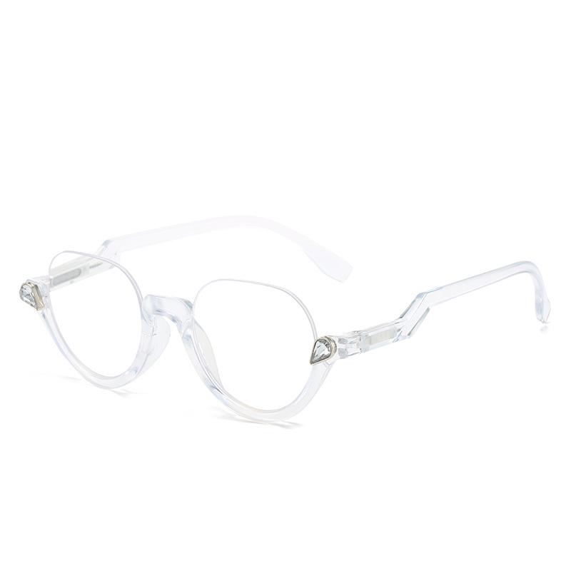 

Жіночі напівоправні окуляри для читання з стразами та гнучкими завушниками +2.50