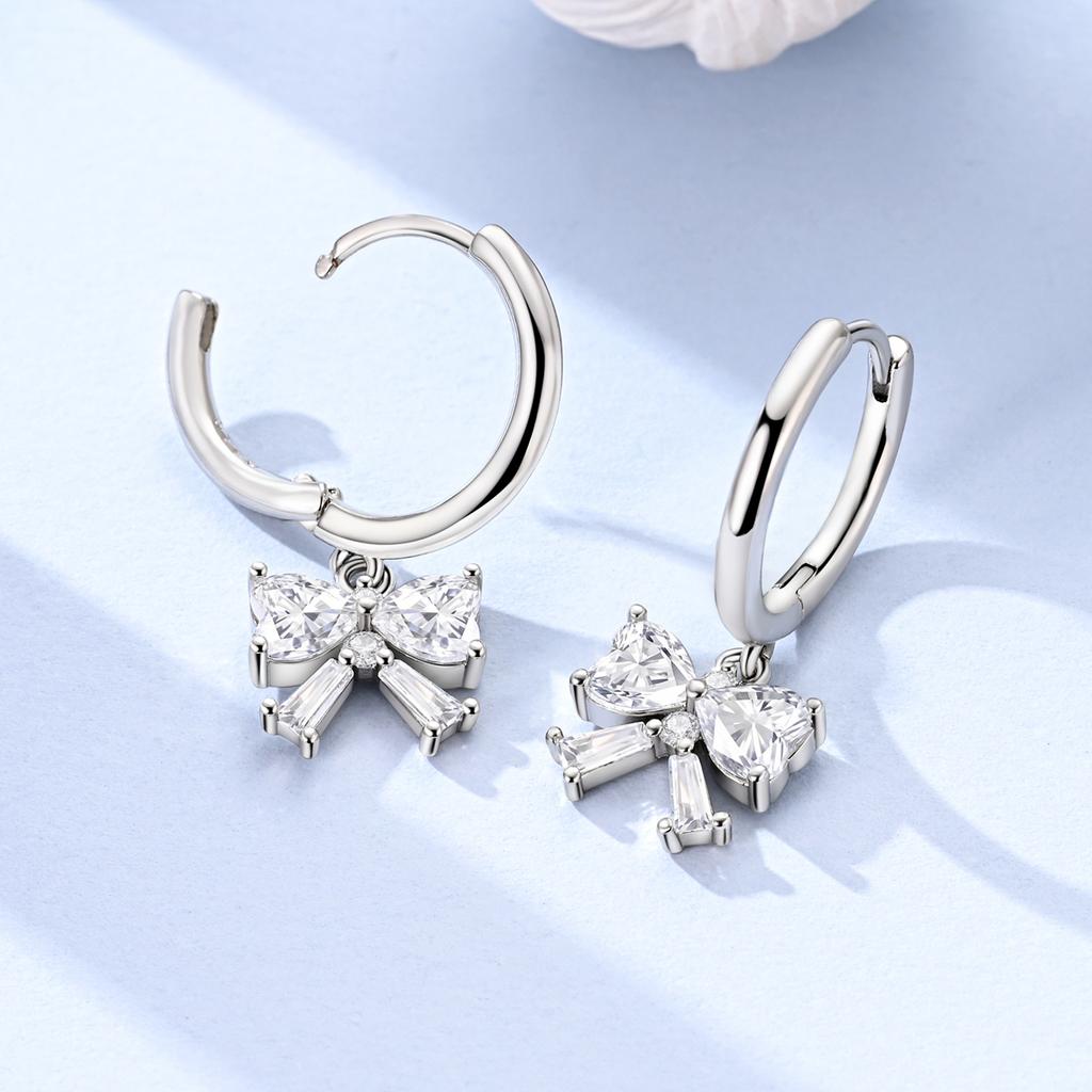 925 Silver Bow Drop Earring For Woman Pendientes Earring Fine Jewelry