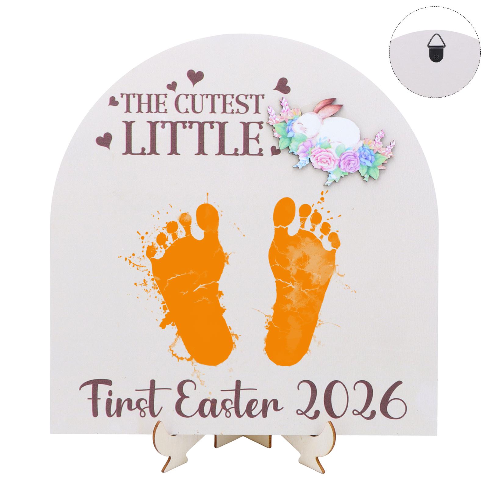 

Baby S First Easter Footprint Diy Wooden Sign My Baby S 1St Easter Gifts Craft My First Holiday Milestone Signs 3D Newborn Bunny