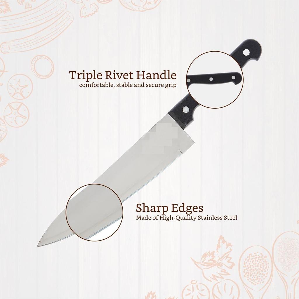 High-Carbon Stainless Steel Kitchen Knife Set | Triple Rivet Handle | Set of 3 (Silver)