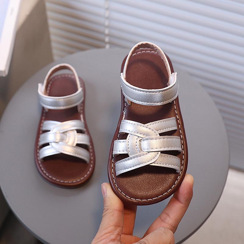 Sandali da Spiaggia Retro Stile Coreano per Ragazze con Punta Aperta - Design Romano Intrecciato con Suola Morbida per l'Estate