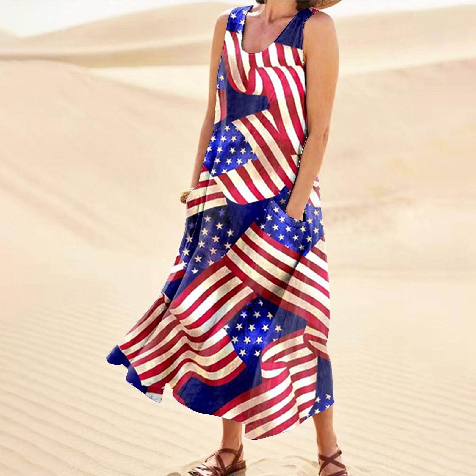 Женское повседневное удобное хлопковое платье с карманами без рукавов и принтом ко — фото 8