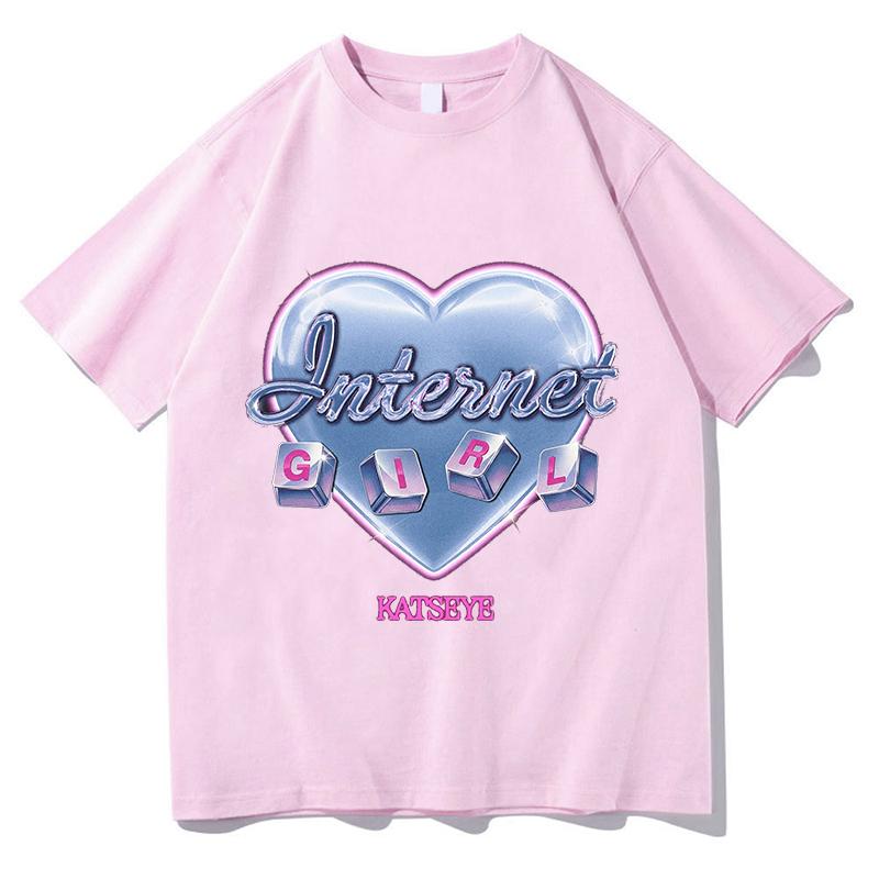 KATSEYE INTERNET GIRL Tour 2026 Tshirt Summer Short Sleeve Unisex Oneck Tshirts Cotton Unisex Streetwear Print Fashion Tops Tees S