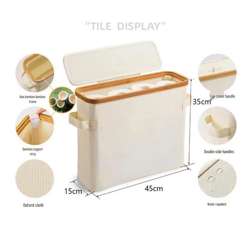 Panier de rangement pour mouchoirs en tissu de bambou pour salle de bain