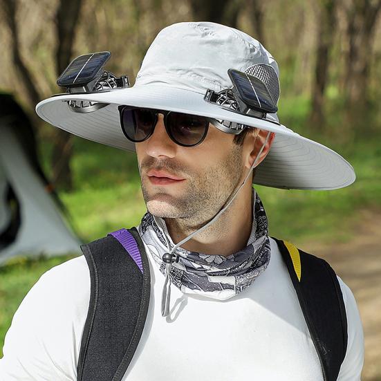 Solar Fan Hat UPF 50+ UV Protection Hat with 2 Solar Fans USB Rechargeable Breathable Men Women