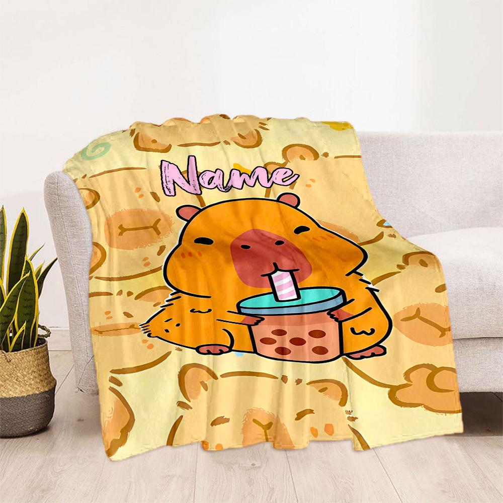 Cute Hamster Bubble Tea Blanket Warmthful Decor Great for Picnics Sofa Livingroom for All Occasions Modern Style Best Holiday Gift for Friends Family
