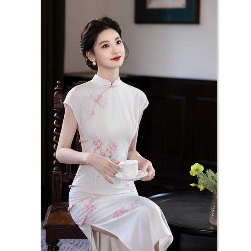 New Chinese long with rotator sleeves, bamboo and hemp cheongsam, spring and summer new slim and thin young girl