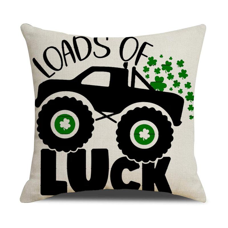 St. Patrick's Day New Sofa Cushion Cover Green Car Four-Leaf Clover Oktoberfest Linen Cushion