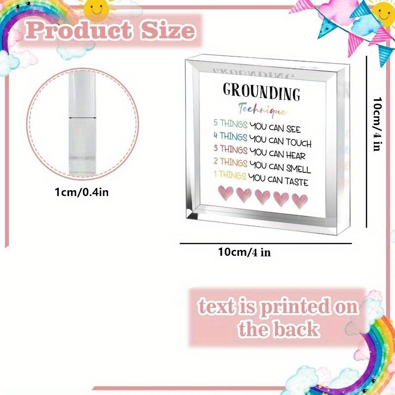 Grounding Technique Office Decor - 4x4 Inch Acrylic Sign for Therapists & Counselors