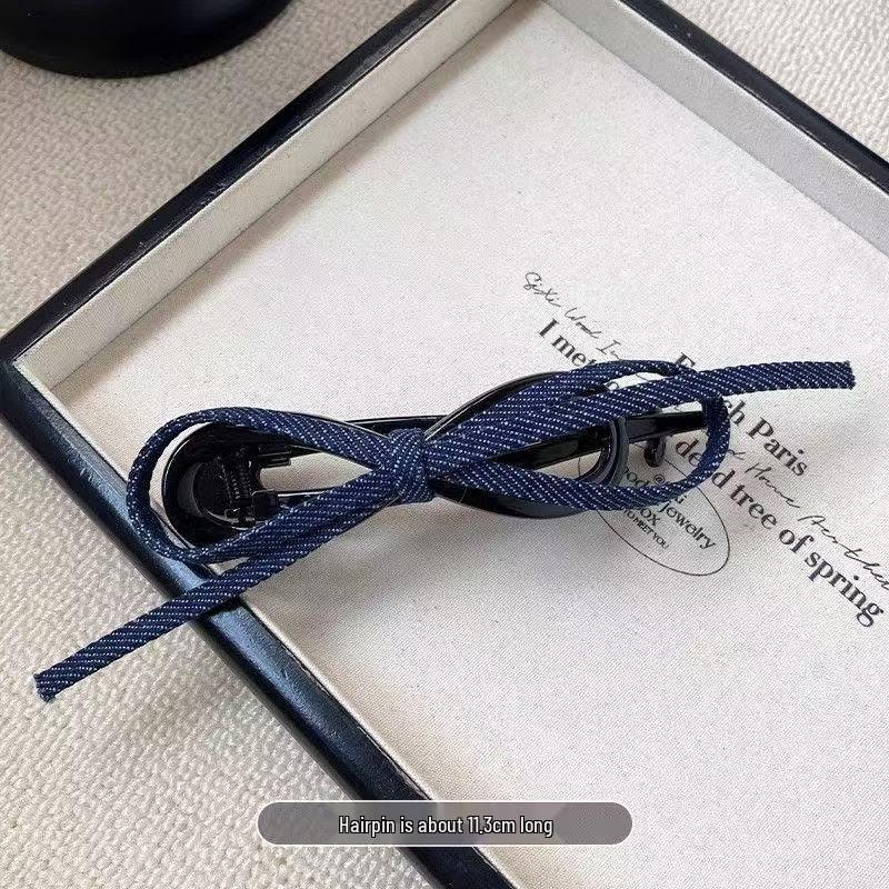 

Denim Bow Twist Hair Clip - 2025 Elegant Women s Updo Accessory