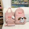 Four-Piece Backpack Set Dog Pattern Large Capacity Senior High School Student School Bag Multi-Functional Backpack