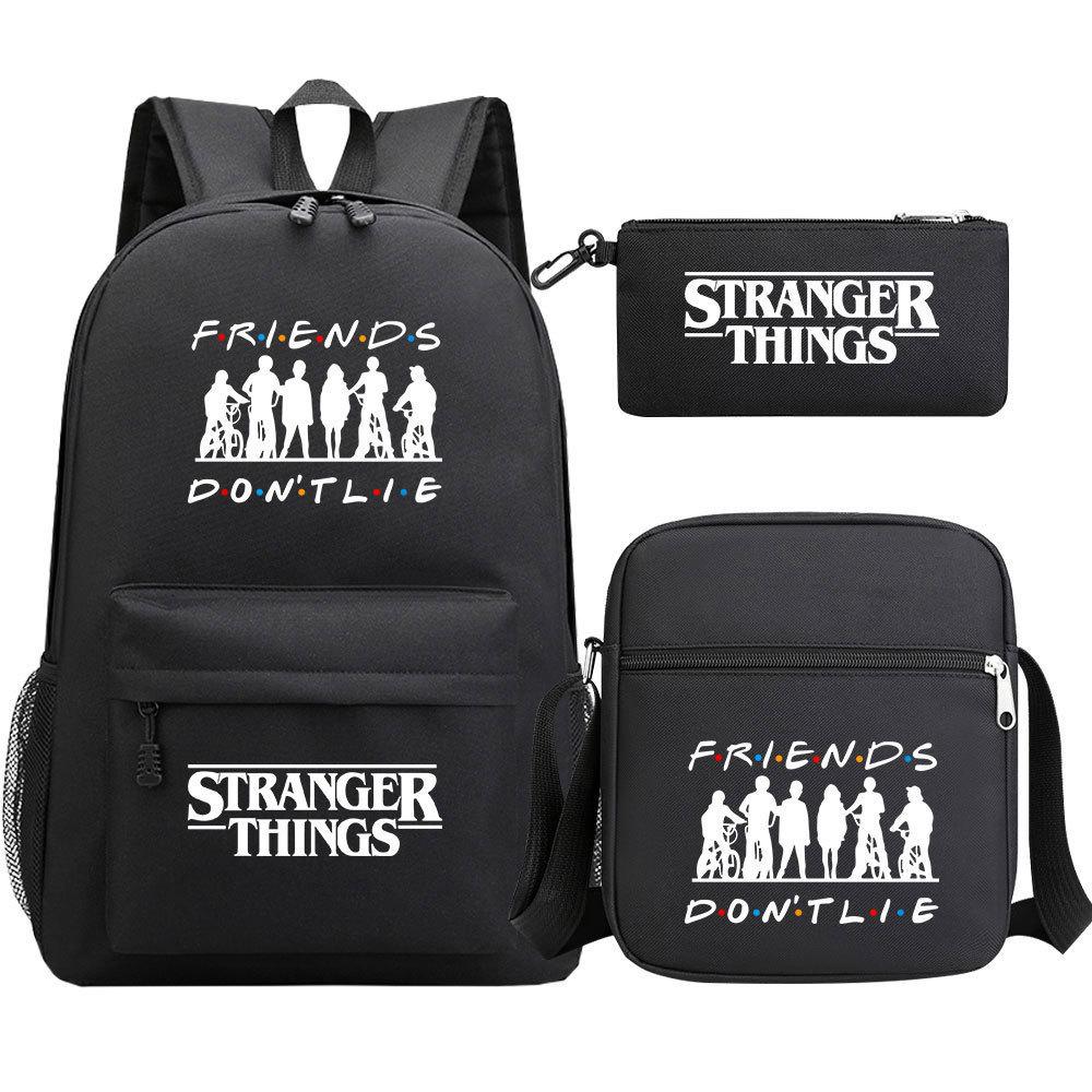 Stranger Things Star Printing Teen Student School Bag Three-Piece Men'S And Women'S Backpack