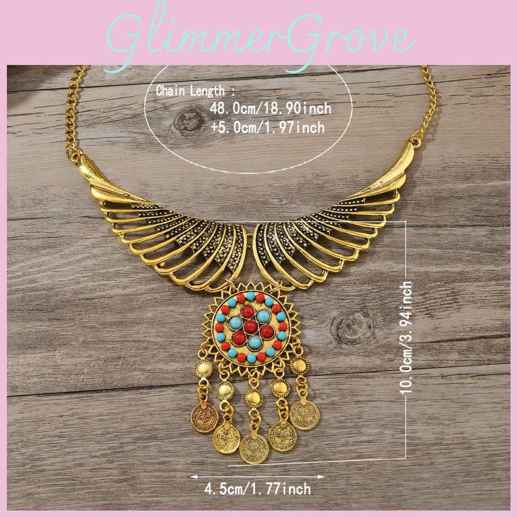 Bohemian Angel Wings Necklace With Geometric Pendant And Multilayer Chain For Women And Men