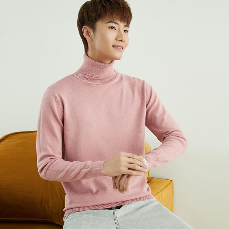 Solid Color Men's Sweater Men's Warm High Lapel Slim Big Yards Hedging Long-sleeved Knit Sweater High-neck Winter Sweater Popular