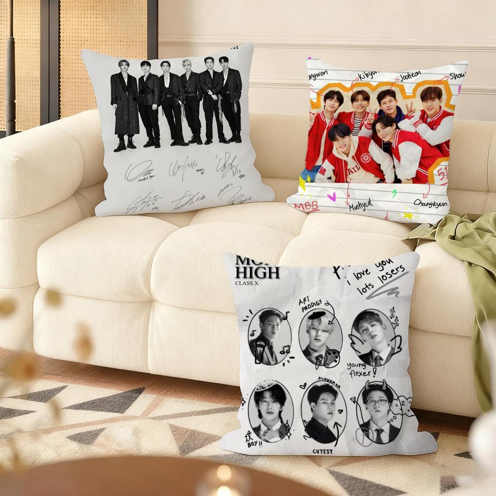 Monsta X KPOP Group Cushion Cover Silky Short Plush Home Sofa Cushion Cover - Invisible Zipper Home Decoration