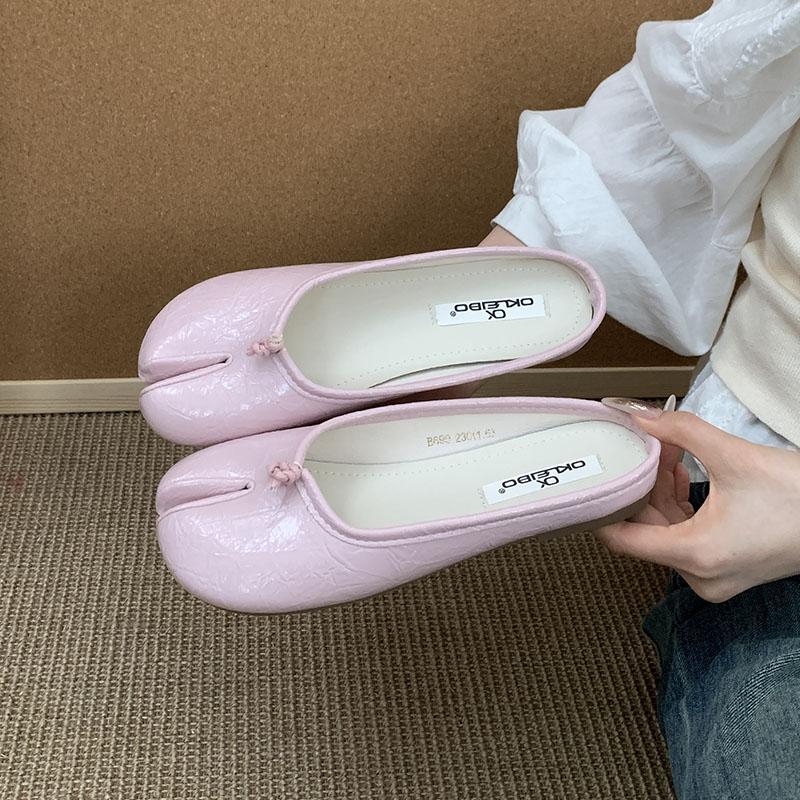 

Модная женская обувь с мелким подъемом, женские балетки, шлепанцы, слипоны, повседневная мягкая модная обувь со странным носком, женские балетки, мюли, розовая 35 розовый