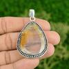 Daughters Day Deal Pear Natural Polka Dot Agate Sterling Silver Pendant Jewelry