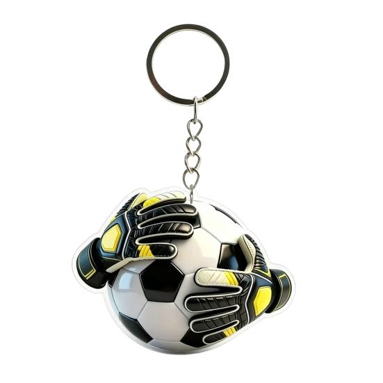 Metal Hanging Ring Keychain Pendant 2D Acrylic Football Design Clear Pattern Key Ring Backpack