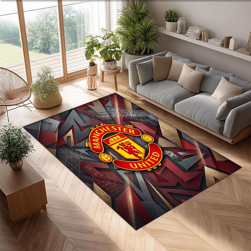 Tappeto in Flanella Stampato Manchester United Antiscivolo Morbido Poliestere Tappeto per Pavimento Tappetino Decorativo per Interni per Camera da Letto Soggiorno Divano