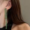 Silver needle zircon long fringed earrings European and American light luxury high-end stud earrings niche fashion versatile earrings women