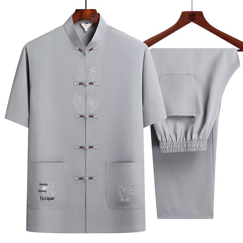 Men's Chinese Style Summer Short-Sleeve Tang Suit