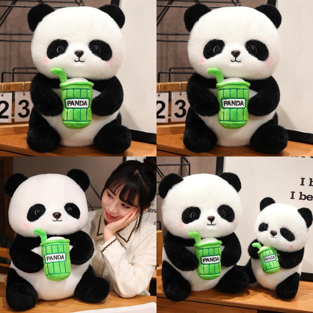 Adorable Plush Panda Toy Soft Pp Cotton Milk Tea Cup Panda Doll Gift For Kids