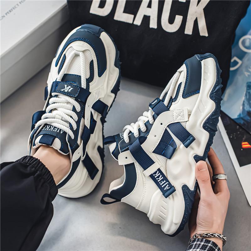Fashion Trend Green Men's Thick Bottom Casual Sneakers Designer High Top Trainers Men Fashion Platform Shoes Breathable Chunky Sneakers