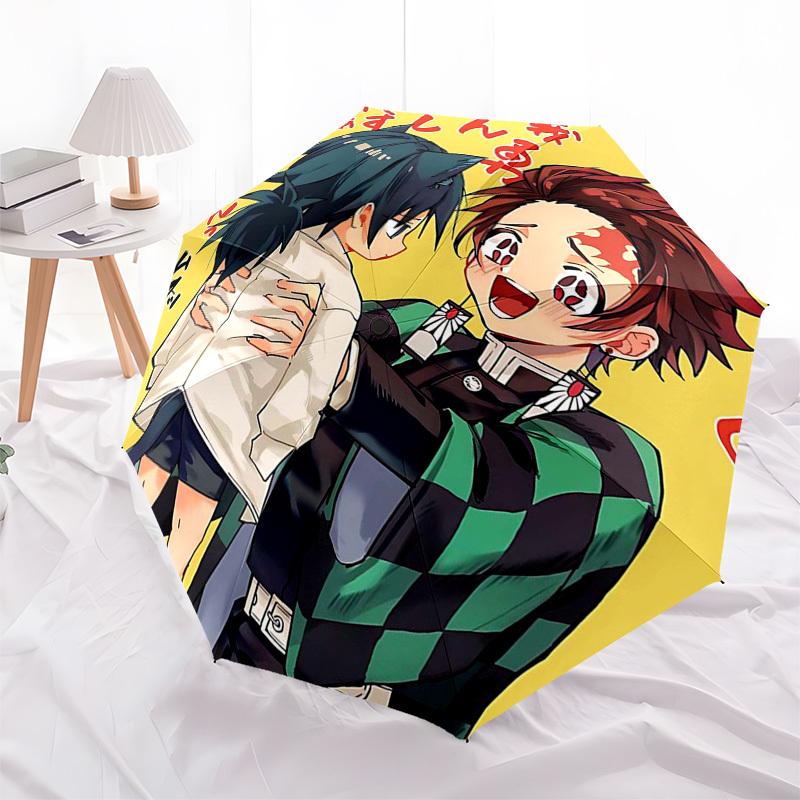 1pc Outdoor Umbrella with Demon Slayer Design - Automatic Opening/Closing, Portable Tri-Fold Design, 8-Rib Iron Frame - Perfect Gift for Fans, Tr