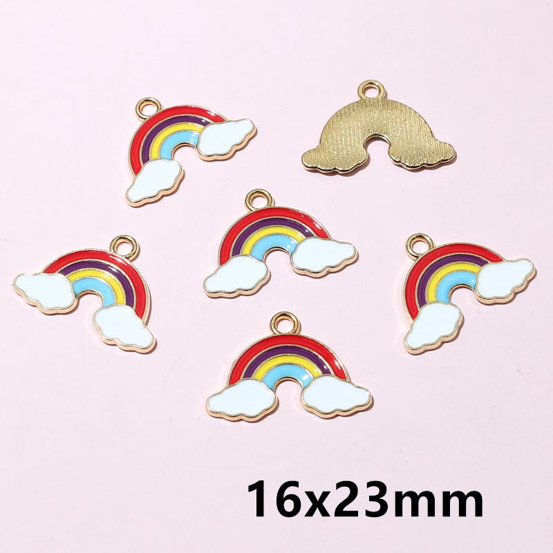 10pcs Cute Enamel Rainbow Charms Pendant Alloy Metal DIY Jewelry Making Accessories Findings for Necklace Earrings Bracelets