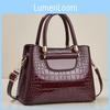 Sac Cabas Grande Capacité Motif Crocodile Portefeuille Élégant à la Mode Pour Mamans